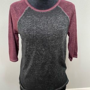 3/4 Sleeve Raglan- Maroon and Grey